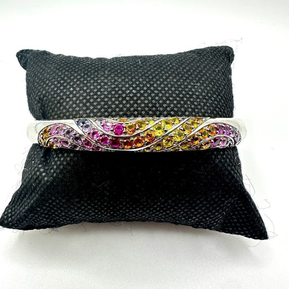 NWOT Unbelievable lab created sapphires in sterling silver‎ cuff bracelet!